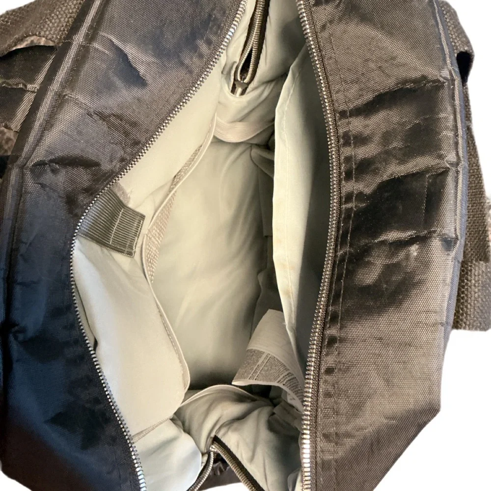 JJ Cole Papago Diaper Backpack – Herringbone Gray with Faux Leather Trim